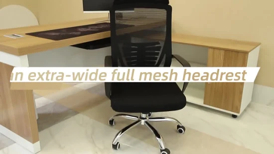 Günstiger, drehbarer Computer-Bürostuhl aus Mesh-Stab mit Kopfstütze